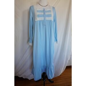 Cheibear Victorian Long Sleeve Ruffle Night Gown with Pockets (S-L)